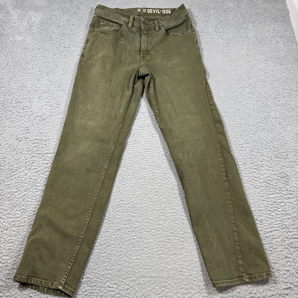 Devil Dog Denim Jeans Men's 30x32 Green Sanforized Shrunk Pants Slim Straight - Picture 1 of 11